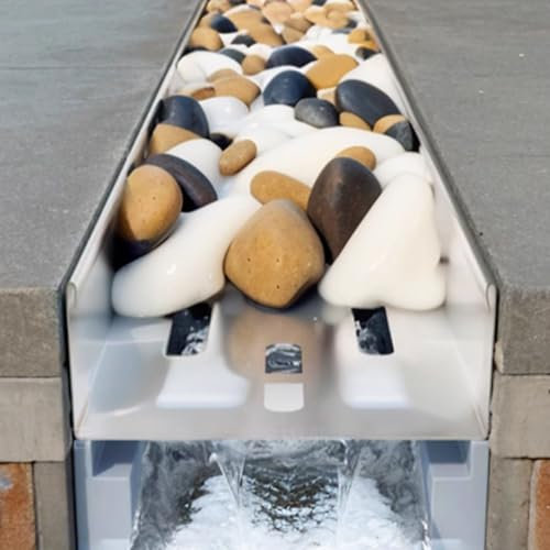 Caniveau Exterieur Tranchée De Drainage - Caniveau Avec Grille - 1M De Long, Kit De Caniveau En Forme U Pour Jardin Extérieur, Système Drainage Français Pour Le Remplissage Des Bordures Trottoir ( Col