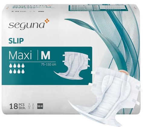 SEGUNA Slip Maxi, Inkontinenz Windeln für Erwachsene, Frauen, Männer, Windeln bei sehr schwerer Blasenschwäche, Stuhlinkontinenz (M (Beutel 18 Stück))