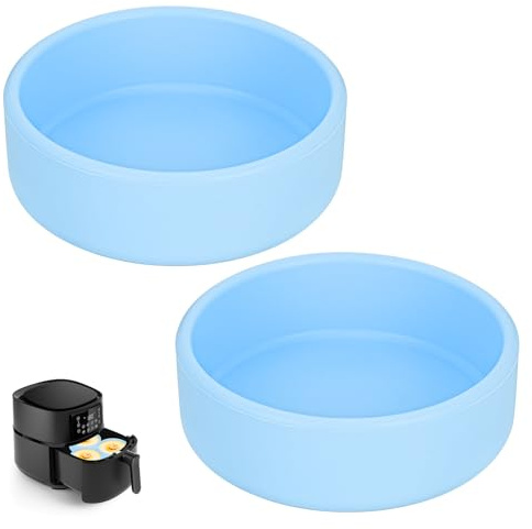 Silicone Egg Molds - 2Pcs Egg Bites Molds Air Fryer Egg Molds, 4 inch Reusable Egg Maker Pan, Egg Muffin Microwave Egg Cooker Oven Air Fryer Dishwasher Safe (Blue)