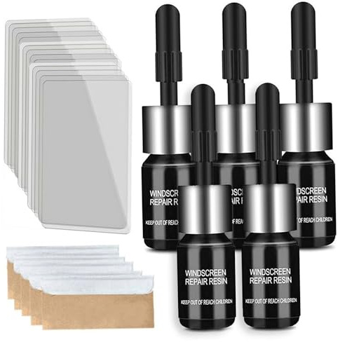 Windschutzscheiben Reparatur Set Glas Reparatur Set 5 Teilig Effiziente Glas Reparaturflüssigkeit Mit Härtungsfilm Und Schaber Multifunktionales Fenster Reparatur Set Für Chips Und Risse