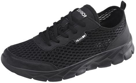 QWUVEDS Zapatos de malla transpirables ligeros de verano para hombre, zapatos para correr, zapatos de malla con cordones, tallas grandes, zapatillas casuales, zapatos para hombre, 43, zapatos