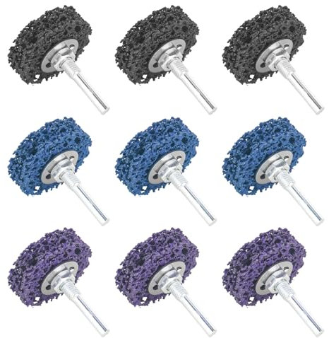 CSD Lot de 9 disques de nettoyage CBS 50 mm pour meuleuse d'angle (3 noirs, 3 bleus, 3 violets)