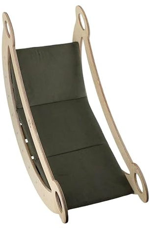 JOY OF NATURE Holz-Schaukelbogen 2in1 – Bogenwippe & Pikler-Kletterbogen – Montessori Wippe für Kinder ab 1 Jahr, Natur/Khaki