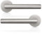 Probrico Brushed Nickel Door Levers Liberty Style Door Handles On Rose,Round T-Bar Internal Door Handles for Hollway and Storage Room,No Latch Included,1 Pair