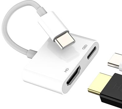 Adaptateur USB C HDMI Câble pour Apple iPhone 15 (2 en1) compatible pour Samsung Galaxy Display Port de TV Adaptateur vers iPad MacBook Convertisseur Hub Moniteur Type C Splitter Vidéo Type Splitter