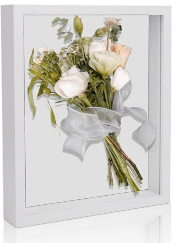 Unvtap 3D Bilderrahmen - Weiß, 20 x 25 cm, 3 cm Tief, Befüllbar für Blumen, Fotos & Erinnerungen