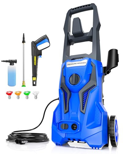 Idropulitrice 4800PSImax 3,2 GPM alimentata – Idropulitrice elettrica per lavaggio auto con tubo a pressione da 25 m, blu