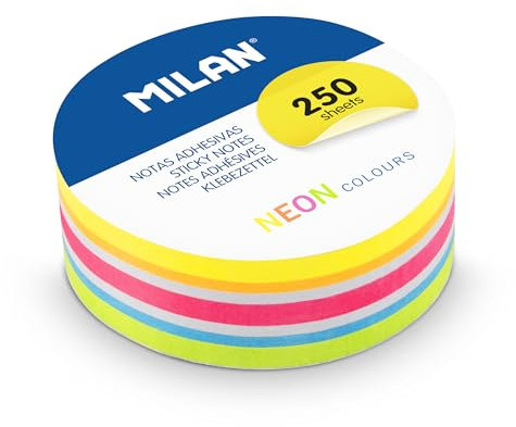 MILAN® Blocco 250 note adesive rimovibili rotonde, colori neon Ø 67 mm