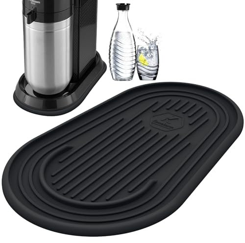 Kamehame Abtropfmatte Silikon Unterlage Kompatibel mit Soda Stream Duo Silikonmatte Abtropfschale Zubehör Tropfmatte, Wassersprudler Wasserdicht und rutschfest, Schwarz