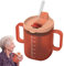 Fenytay Non Spill Cups for Elderly, 300ml Elderly Spill Proof Cups, Sippy Cup for Adults, Feeding Cup, 2 Handled Mug for Elderly with Lid and Straw for Elderly Maternity Drink Water Porridge Soup