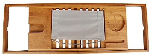 Plateau de Rangement de Salle de Bain Extensible,Plateau de Rangement pour Baignoire, Plateau de Baignoire en Bambou Naturel,Plateau de Bain en Bambou rétractable, 70-105cm