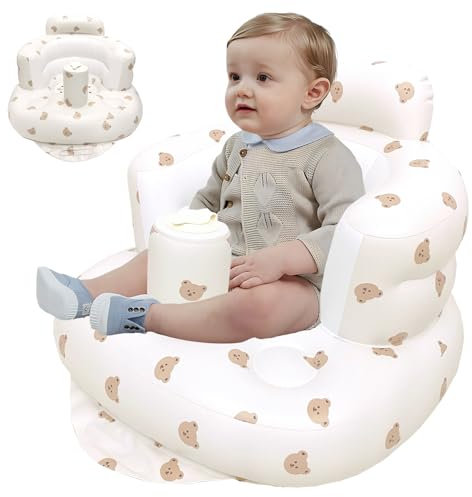 Seggiolino Gonfiabile per Bambini, Sedile da Bagno Gonfiabile per Bambini, Seggiolone gonfiabile portatile da pavimento, Sedile da Allenamento per Bebè, Sedia per Baby Shower, per bambini da 3+ mesi