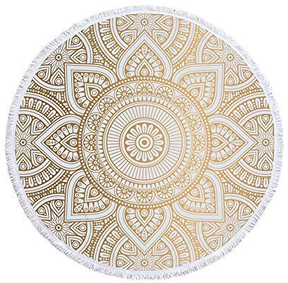 EAZHOP Mikrofaser Rund Strandtuch 150cm, super saugfähig, Sandfreie Strand- und Schwimmhandtücher für Männer und Frauen (Gold)