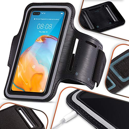 NAmobile Fitnesstasche für Smartphone Handy Hülle Sportarmband Armtasche Jogging Tasche, Farben:Schwarz, Handy Modelle für:Samsung Galaxy A35