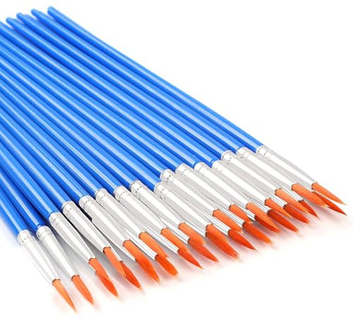 UPINS 30 Pcs Paint Brushes, Round Flat Small Brush Bulk Paint Brushes Set for Detail Painting Watercolor Canvas Face Painting