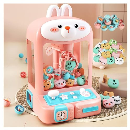 HBDSMLPL Candy Grabber mit Interaktive Lichter,Musik,30*Plüschtieren,10*Gashapons, Mädchen Spielzeug Geschenkideen für Kinds im Alter von 4-12,Rabbit