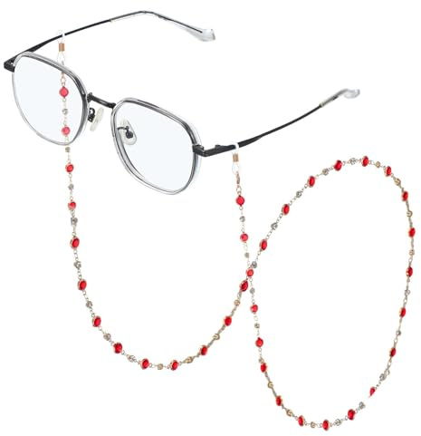 sourcing map Glasses Chain for Women, Eyeglasses Chain with Lanyard Sunglasses Crystal Chains Holder Anti-lost Eye Glass Holders