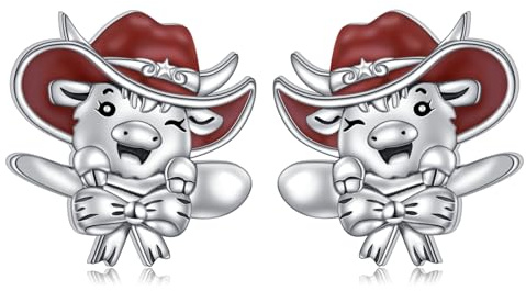 HOOHWE Ohrringe Sterling Silber Stud Earrings Capybara/Hasen/Axolotl/Highland Kuh Earrings Animal Jewellery