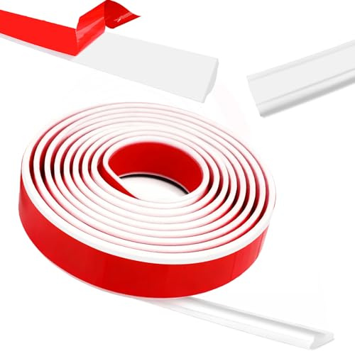 Zierleisten Selbstklebend, 6 m x 27 mm Weiß Leisten Selbstklebend Wand Deko Wandleistenleiste Mit Maßband, Abziehen und aufkleben für piegelrahmen Schranktür Home Decoration