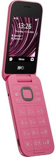 HMD 2660 Flip Téléphone Portable Pliable avec Technologie 4G, Android 4.0, Double Micro/Nano SIM, Batterie 1450 mAh, USB Type C, 64 MB RAM et Stockage, Rouge