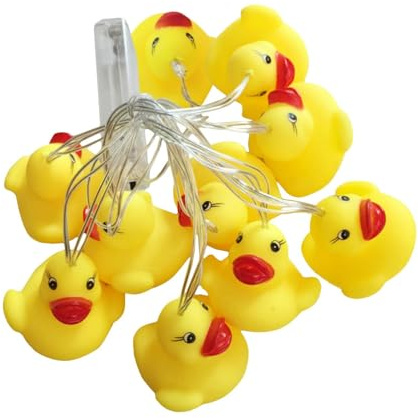 Enten-Lichterkette – Dark Camp Free Trip, 10 gelbe LED-Lampe, batteriebetrieben, wasserdichtes, niedliche Tierdekoration, Geschenk für Kinderzimmer, Kinderzimmer, Terrasse
