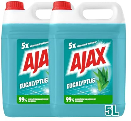 AJAX - Nettoyant Multi-Usage Ajax Eucalyptus - 5x actions nettoyantes - élimine la saleté - dégraisse - redonne de l'éclat - désodorise - efficace à l'eau froide - Lot de 2x5L