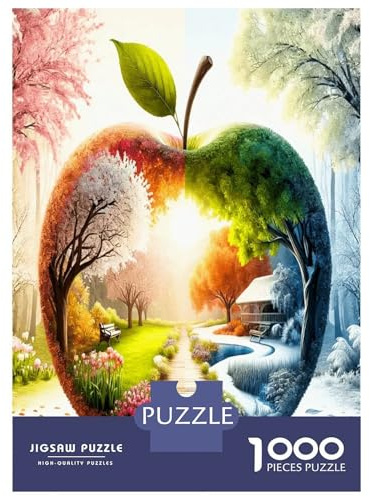 Apple World Map 1000pc Premium Jigsaw Puzzle Fantasy Globe Art Puzzle for Adults Thick Cardboard Teen Puzzle Fans 12-18 Logic Skill After-School Party Game Best Gift for Puzzle Lovers 52x38cm/1000pcs