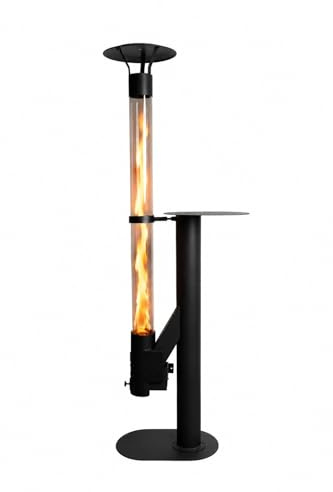 CAMBEL Braciere a pellet, colonna di fuoco, stufa a razzo per giardino e terrazza, stufa a pellet mobile con tubo in vetro borosilicato e fiamma visibile, con kit di pulizia (CAMBEL Hearthstone)