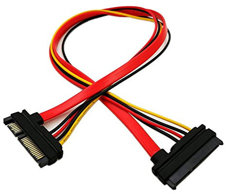 zdyCGTime 22 Pines (7 + 15) SATA Macho a Hembra Cable de extensión Combo de Datos y Potencia – Slimline SATA Cable de extensión M/F – 20 Pulgadas (50 cm)