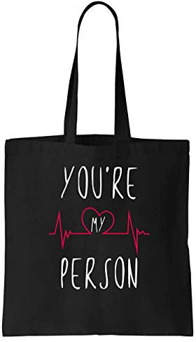 clothinx Baumwolltasche You're my Person bio fair vegan Lieblingsmensch romantisches Geschenk für Verliebte Paare Ehe Partner nachhaltig wiederverwendbar umweltfreundlichTasche Schwarz