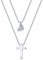 Yumilok 925 Sterling Silber Zirkonia Herz Kreuz Anhänger Halskette Verstellbare Kette mit Anhänger Doppel Kettchen für Damen Mädchen