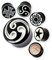 Fly Style 1 Stück Ohr-Plug Flesh Tunnel aus Knochen | natürlicher Ohr Piercing Schmuck | Motivauswahl, Grösse:16 mm, Modell Horn:Plug BDSM Triskele