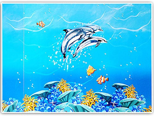 alles-meine.de GmbH Schreibtischunterlage/Unterlage - Delfine & Fische - Unterwasserwelt - 50 cm * 39 cm - abwaschbar - Tischunterlage/Knetunterlage/Bastelunterlage - a..