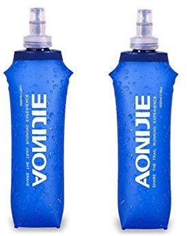 AONIJIE 2PCS Foldable TPU Hydration Water Bottle Soft Flask for Running Camping Hiking Bicycle (500ML)