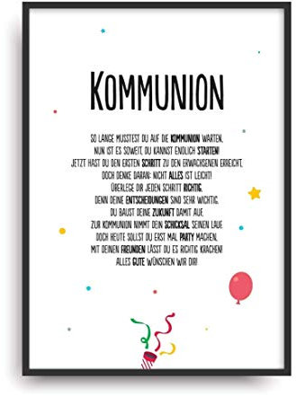 Geschenk Karte KOMMUNION Kunstdruck Feier Kind Auszeichnung Bild ohne Rahmen DIN A4