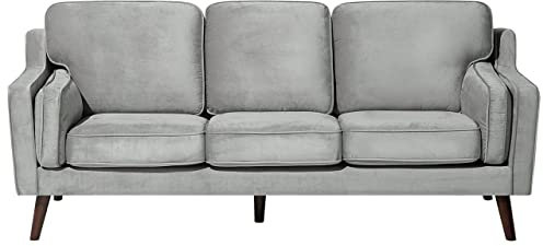 Modernes Sofa aus Samtstoff in Hellgrau Couch 3-Sitzer Lokka