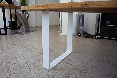 KTC Tec Tischgestell Stahl weiß matt TGF 100x10 WMS 600-900 rund gebogen Untergestell Kufen Tischuntergestell Tischkufe Design Tisch Esstisch Breite 600 mm - 1 Paar (2 Rahmen)