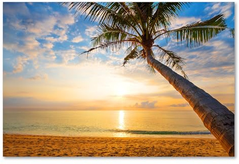 Postereck - 3391 - Palme, Strand Sand Meer Urlaub Natur Sonne - Wandposter Fotoposter Bilder Wandbild Wandbilder - Poster - DIN A2-42,0 cm x 59,4 cm