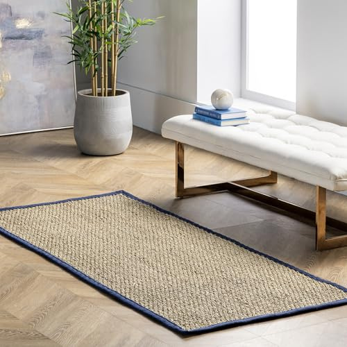 nuLOOM Elijah Farmhouse Läufer aus Seegras, 60 x 200 cm, Marineblau