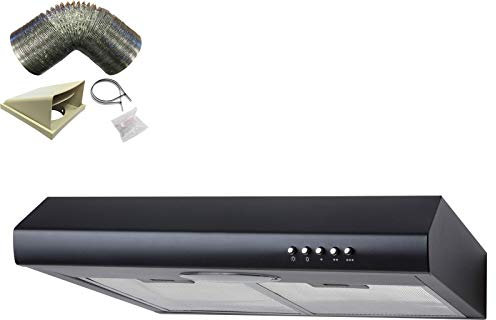 SIA STE50BL 50cm Black Slimline Visor Cooker Hood Extractor Fan & 3m Ducting