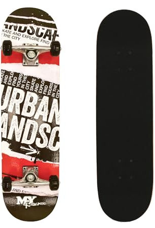 M.Y X-Skate 'Streets' Complete Skateboard 31 Double Kick Beginner Skateboard for Kids Teenagers & Adults 7 Ply Birch Deck ABEC 7 Bearings for tricks and skateparks