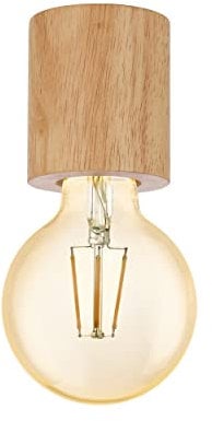 EGLO Deckenleuchte Turialdo, 1 flammige Aufbauleuchte Industrial, Vintage, aus Holz und Stahl, Deckenlampe in Natur, Schwarz, Aufbaulampe mit E27 Fassung