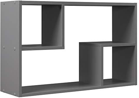 URBNLIVING Nyborg Rectangular Wooden Floating Wall Mounting Shelf Display Unit Book Storage (Grey)