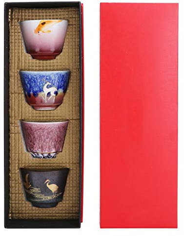Servizio da Tè in Ceramica, Tazze da Tè Kungfu Set di Tazze da Tè Giapponesi da 4 Pezzi,Set Regalo da Tè in Tazza da Tè Kung Fu Set da Tè in Stile Giapponese