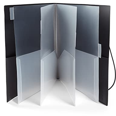 Blue Summit Supplies, 10-Pocket Poly Folders, Elastic Closure Band and Tabbed Inserts, Black, 3-Pack