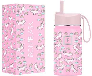 420ml Kids Stainless Steel Insulated Water Bottle with Straw Lid - Leakproof Metal Vacuum Flask for Boys Girls Toddlers Children School