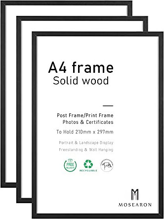 ATOB ART Lot de 3 cadres photo A4-21 x 30 cm - Noir - Cadre photo pour montage mural ou de table