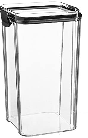 Argon Tableware Food Storage Containers - 1.3L - Black - Pack of 3 - Clear Airtight Reusable Stackable Freezer Storage Meal Prep Container Lunch Tupperware Box with Clip-Lock Lid