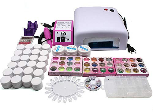 Profi Gel UV Nagelstudio Starter Set Mit Nail Art, Polish, Lampe Und Gel - Ideales Starterset Zubehör, DIY Nagel Design Für Künstliche Fingernägel Und Anfänger