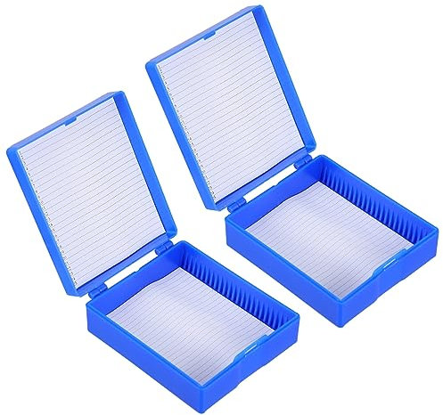 UKCOCO 2Pcs Objektträger Lagerung Box Gefüttert 20 Ort Objektträger Box Mikroskop Halter Multi Slots Storage Container für Labor(Zufällige Farbe